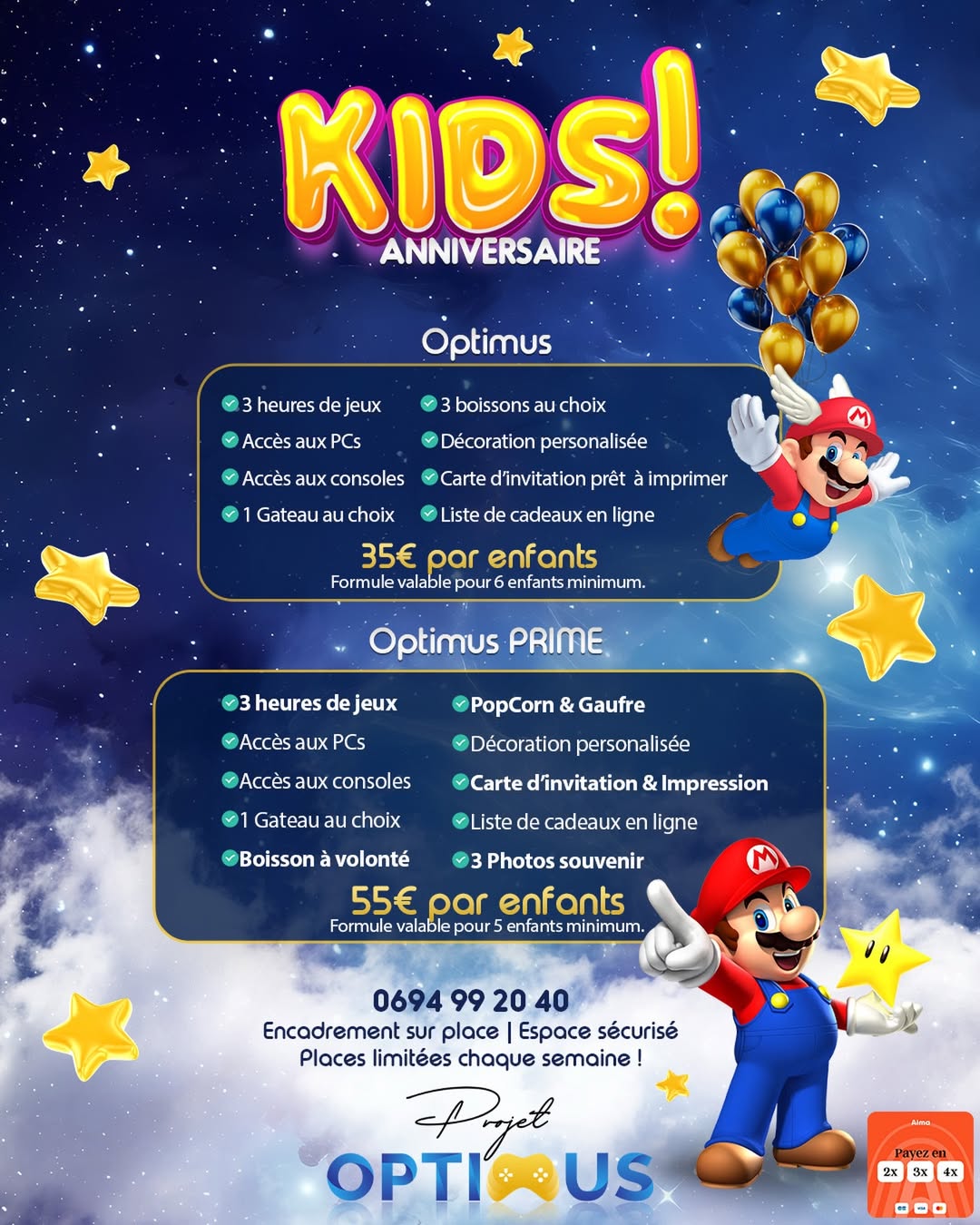 Formules anniversaire Optimus